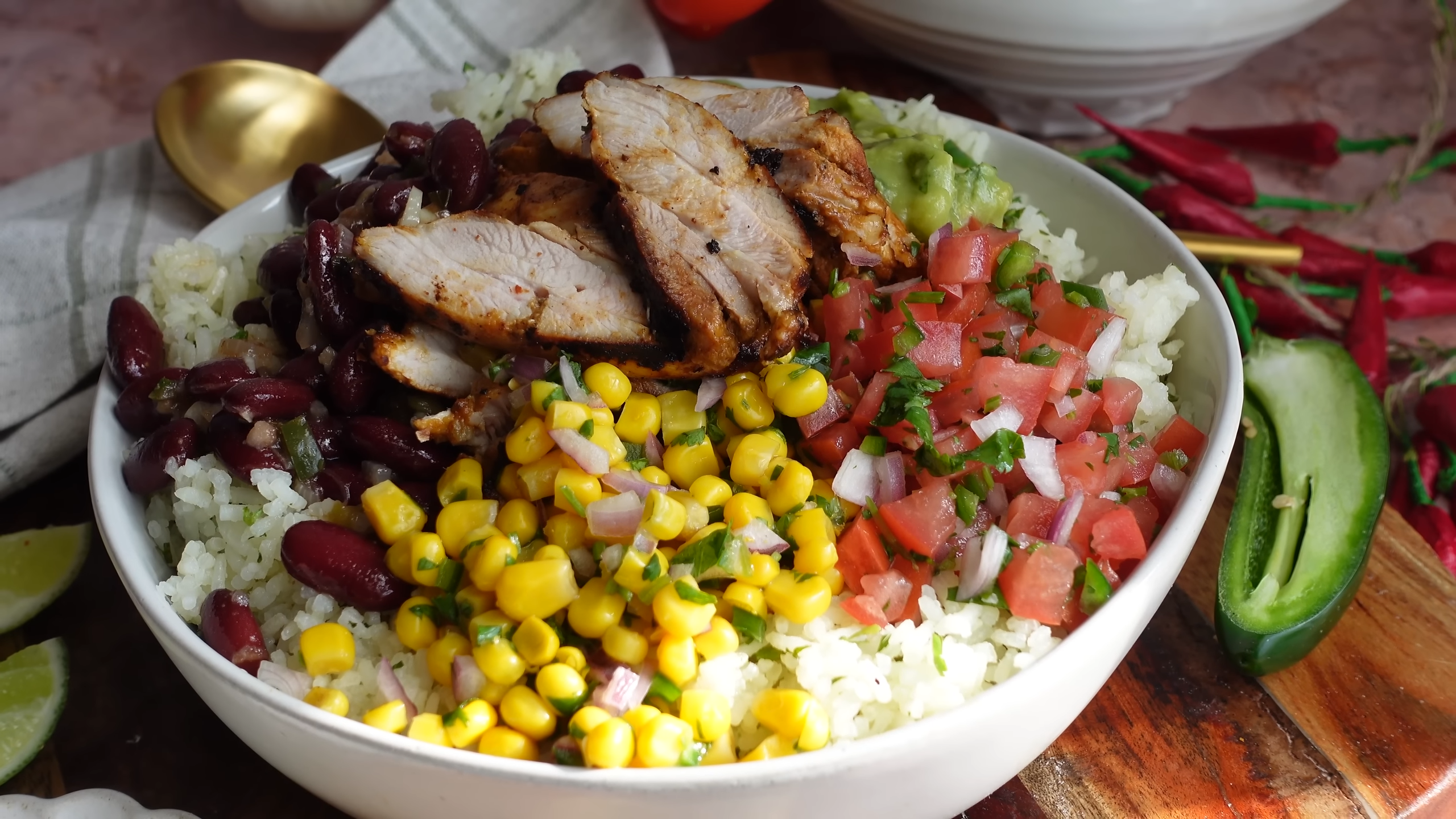 Chicken Burrito Bowl in rice cooker